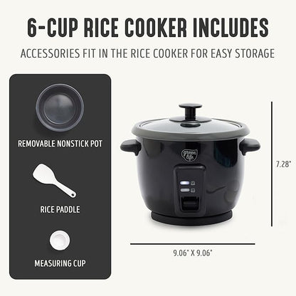 GreenLife Rice Cooker with Removable PFAS-Free Ceramic Nonstick Pot, 3-Cups