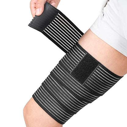 Zuscot 1 Pcs Hamstring & Thigh Compression Wrap, Adjustable Thigh Compression Brace, Quad Support for Men and Women, Versatile Compression Bandage for Knee, Calf, Arm