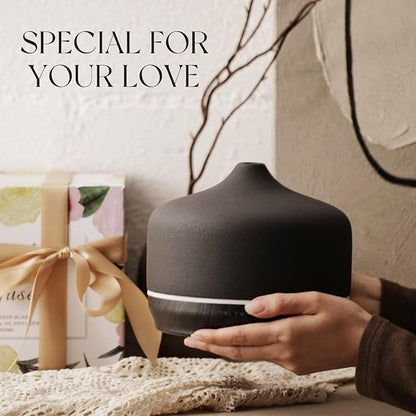 Porseme 500ml Ceramic Essential Oil Diffuser Aromatherapy Ultrasonic Cool Mist