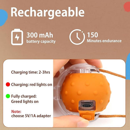 Cat Toys Interactive Self Rolling Cat Balls with Mouse Tails Automatic Moving Fast on Carpet, Rechargeable & Motion Activated