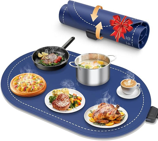 Warming Mat for Food with Adjustable Temperature Timer, 10S Fast Heating