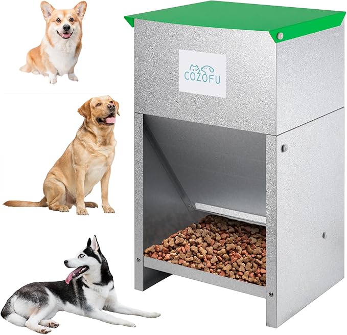Dog Feeder - Galvanized Metal Pet Food Station