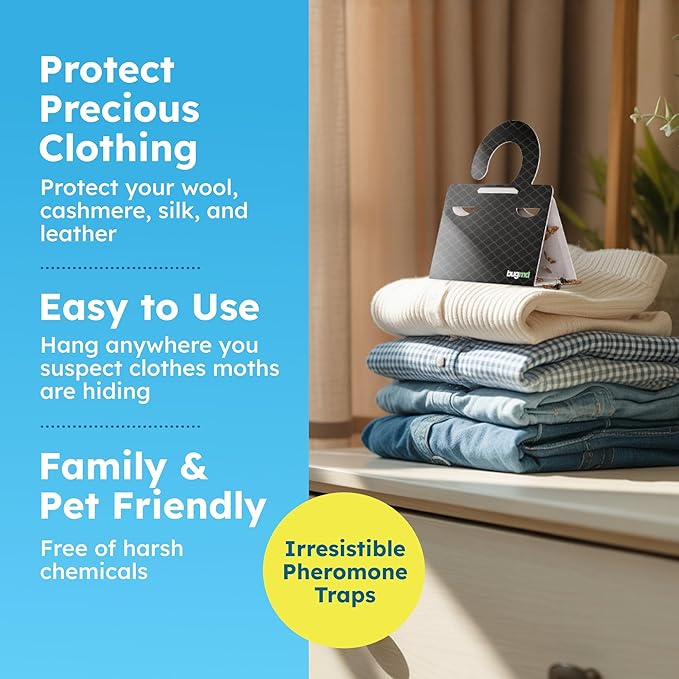 BugMD Clothes & Pantry Moth Traps – Sticky Glue Pheromone-Based Repellent