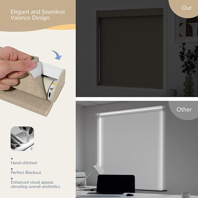 Boolegon Motorized 100% Blackout Roller Blinds