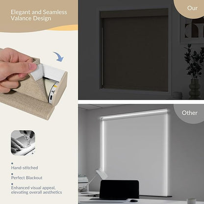 Boolegon Motorized 100% Blackout Roller Blinds