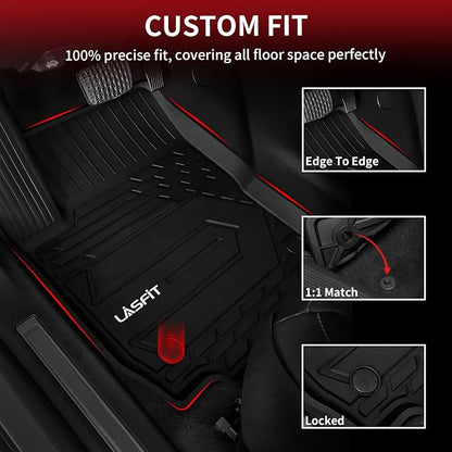 LASFIT Floor Mats for Chevrolet Chevy Equinox/GMC Terrain Car Mats 2018-2024 (Not Fit Equinox Ev), All Weather TPE Custom Fit Automotive Floor Mats for Cars, 1st and 2nd Row Car Floor Mats Full Set