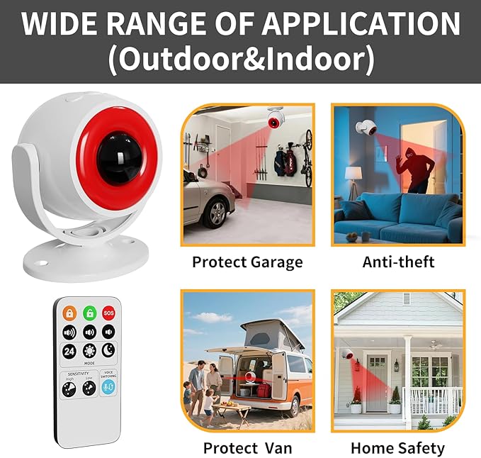 1 Pack Wireless Motion Detector Alarm