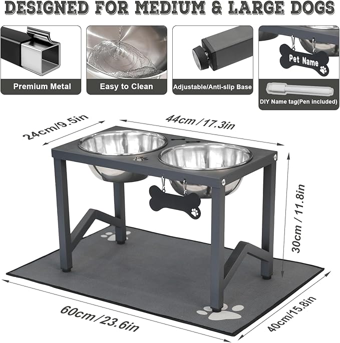 Elevated Dog Bowl Stand, 11.8 Inch Tall Raised Feeder