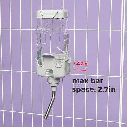 Vannon Small Animal Water Dispenser for Cage, 30oz Auto Feeding Crate Water Bottle for Rabbit, Chinchilla, Ferret, Guinea Pig, Squirrel, Hedgehog, Pet Nozzle Diameter: 10mm, BPA Free, Grey