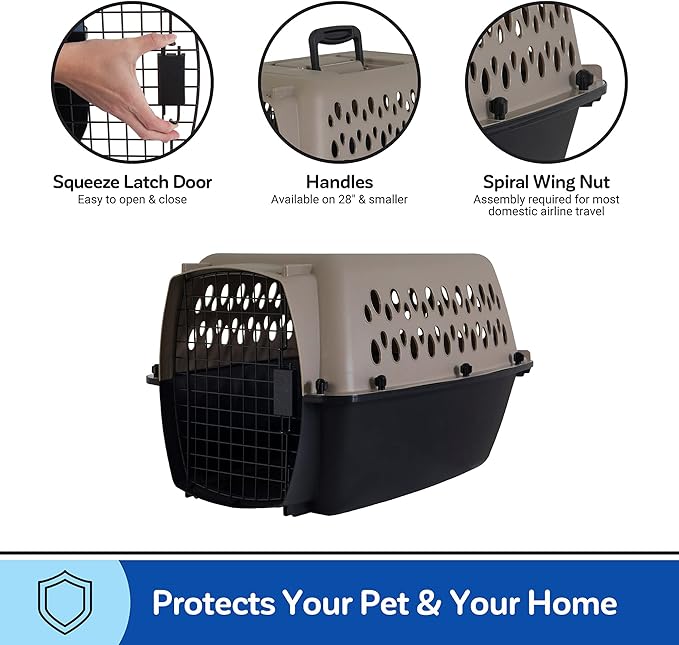 Petmate Vari Dog Kennel - Portable Dog Carriers & Crates for Medium Dogs, Airline-Friendly, Durable Plastic, Pet Carrier For Home and Travel, 28 Inches, Taupe and Black | Airline friendly pet carrier, durable plastic shell, great at home and on trips, ...