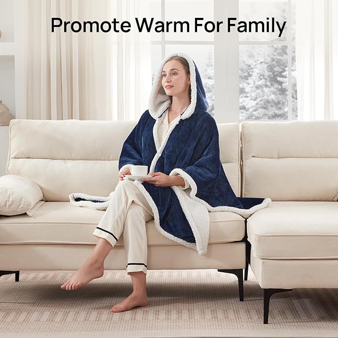 Westinghouse Wearable Heated Throw Blanket, Electric Heated Wrap Poncho Shawl