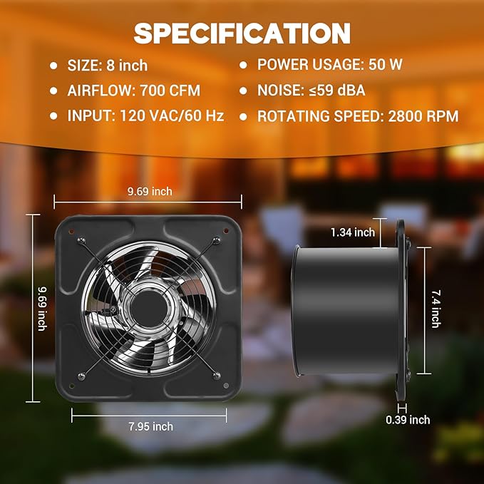 YOZON 8-Inch Kitchen Exhaust Fan