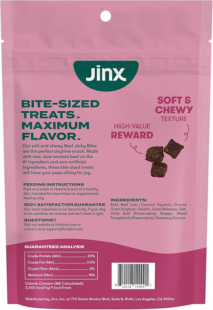 Jinx Beef Bites, Soft Jerky Dog Treats, Bite-Sized Snack, Low-Calorie and Packed with Flavor, Slow-Smoked Real Beef & Liver, No Fillers, 5oz, 6 Pack