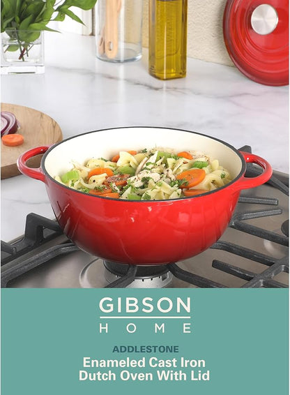 Gibson Home Addlestone 2.65 Quart Round Enamel Cast Iron Dutch Oven Pot
