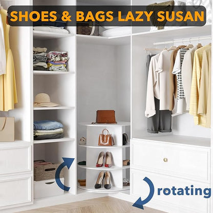 SpaceAid 3 Tier Rotating Shoe Rack Tower, Spinning Shoe Display Lazy Susan