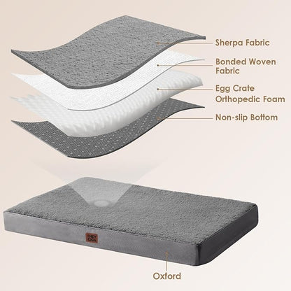 EHEYCIGA Orthopedic Dog Bed Medium with Removable Washable Cover,30x20 | Egg Crate Foam Support, Durable Oxford fabric, Non-Slip Bottom, Machine Washable, Soft Waterproof Plush Pet Bed Mat For Crate