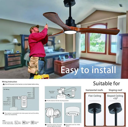 Gaizw 42 inch Ceiling Fan with Light and Remote Control, 3 Blades Ceiling Fans