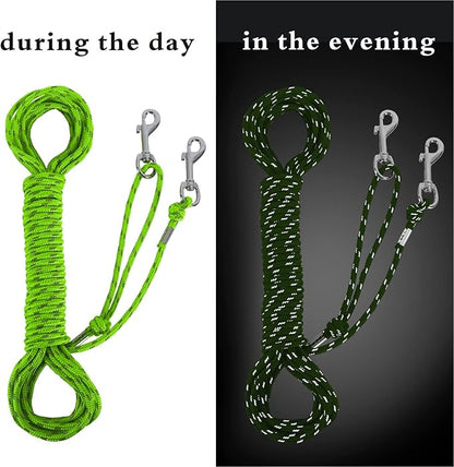 Reflective Cat Leash -50FT Cat Cable Out Escape Proof Walking Leads Yard Long Durable Safe Leash Traning Play Outdoor for Puppies/Kittens/Small Animals(Green)