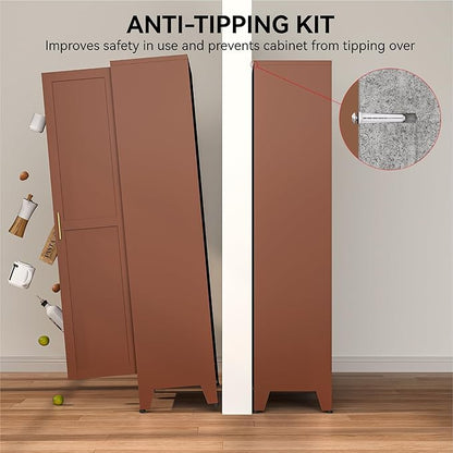 COFaR 71" Classic Pantry Cabinet in Brown, 5-Tier Storage