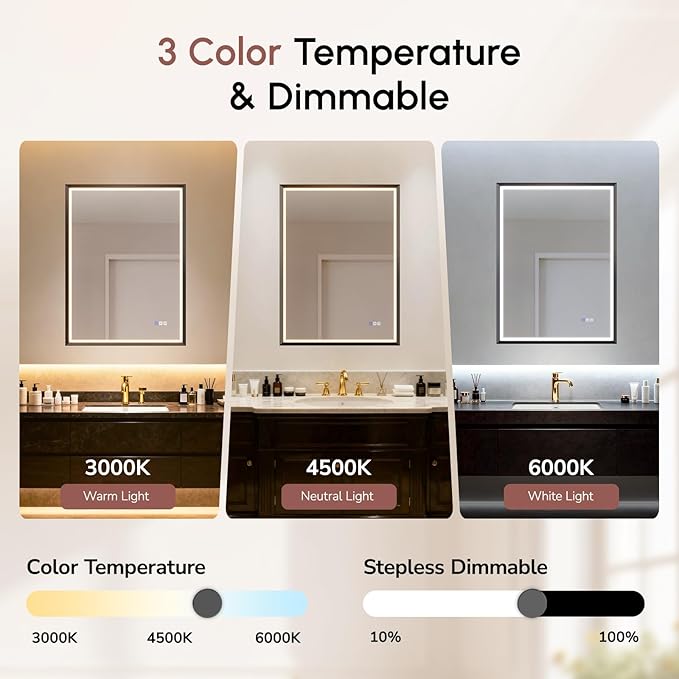 USHOWER 22X30 LED Bathroom Mirror