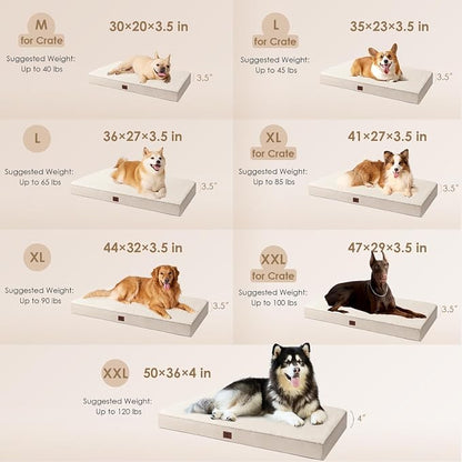 EHEYCIGA Orthopedic Dog Bed Large with Removable Washable Cover, 41IN Camel | Egg Crate Foam Support, Durable Oxford fabric, Non-Slip Bottom, Machine Washable, Soft Waterproof Plush Pet Bed Mat For Crate