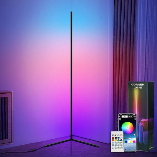 Corner Floor Lamp, LED Floor Lamp, Ambient Lighting Smart Lights with APP and Remote Control, 20 Million Colors & 800+ Modes, Music Sync Led Lights for Bedrooms, Living Rooms and Gaming Rooms