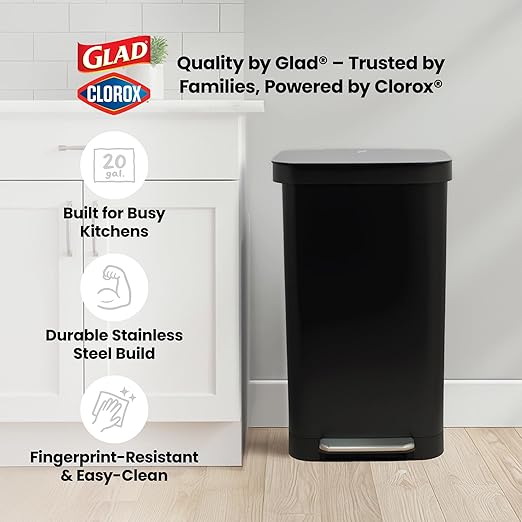 Glad Stainless Steel Step Trash Can, Series 2