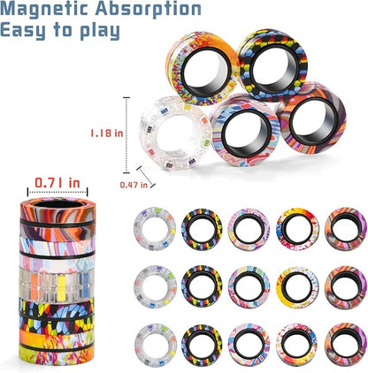 15Pcs Magnetic Adults Fidget Toys Rings, Stocking Stuffers