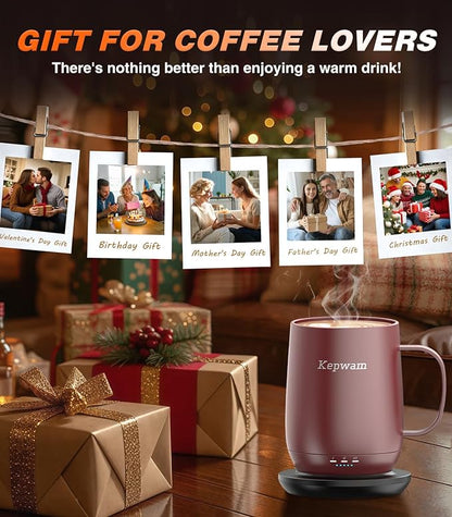 Kepwam Self Heating Coffee Mug T2, 16oz Smart Heated Coffee Mug, 150 Min