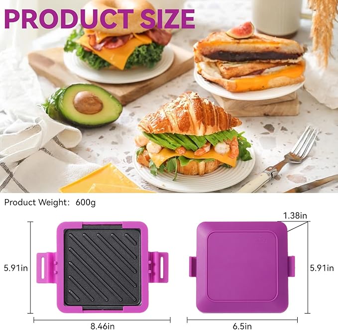 Microwave Toastie Sandwich Maker, Nonstick Plate Panini Maker, Versatile