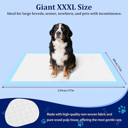 Ownpets XXXXL Dog Pee Pads 47x31 in, 6-Layer Leak-Proof for Large Pets | 20 Count, Quick-Dry, for Puppies Cats Rabbits, Extra Large Training Pads