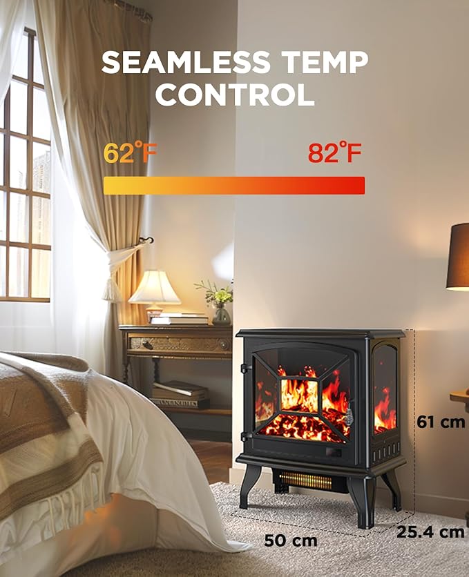 Silonn Electric Fireplace Heater, Quick Heating Portable Fireplace