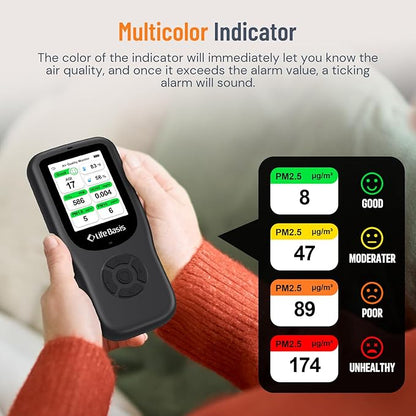 LifeBasis Air Quality Monitor Indoor, 11-in-1 Air Quality Detector