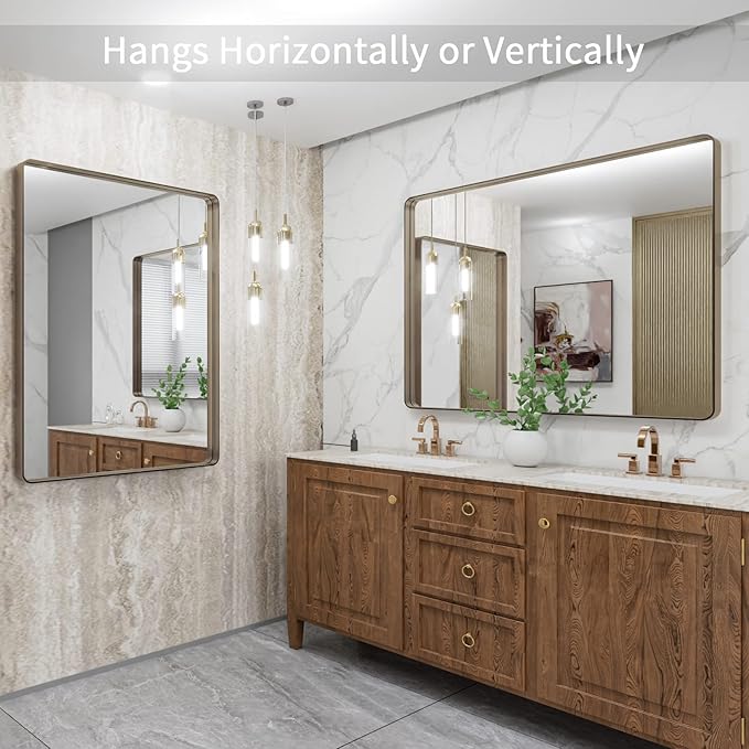 LOAAO 40”X32” Bronze Bathroom Mirrors