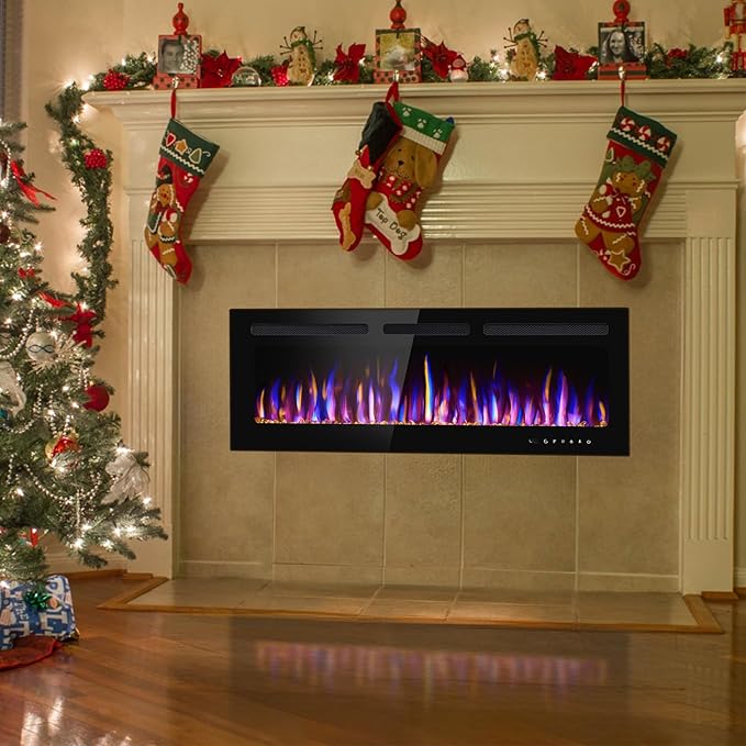 50" Electric Fireplace Wall Mounted and Recessed