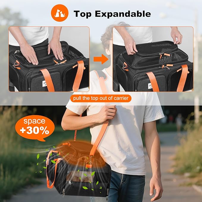 19x13x9 TSA Approved top Expandable pet Carrier for Small Dog Puppy cat up to 10 lbs Weight and 18'' Length, for Southwest Spirit Canada Airlines