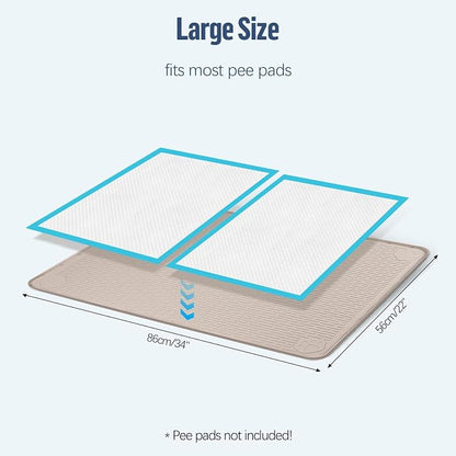 Pee Pad Holder for Dogs 34''x22'' Silicone Puppy Pee Pad Tray, Khaki | Extra Large Dog Potty Tray Leak-Proof, High Edge, No Spill Training Pads for Floor Protection, No Pee Pads