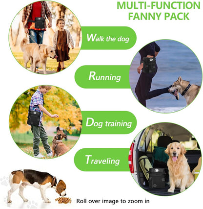 Dog Treat Pouches for Pet Training, Treat Pouches for Pet Training,Large Dog Treat Training Pouch and Dog Clicker,Dog Training Treat Pouch Built-in Poop Bag Dispenser-Black Pattern.