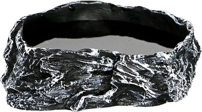 Reptile Feeding Dish Bowl,Reptile Rock Food/Water Dish for Reptiles,Amphibians,Bearded Dragon,Lizard,Frog,Gecko,Tortoise,Hermit Crab and Other Little Critters,Made from Premium Resin(Large Size)