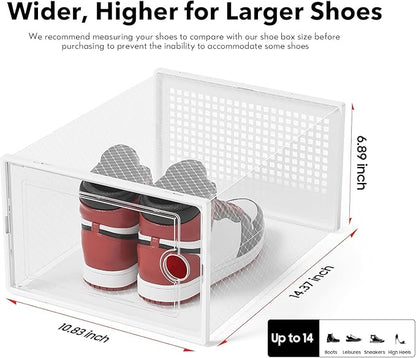 Kuject XX-Large Shoe Storage Boxes Organizers Clear Plastic Stackable 12 Pack