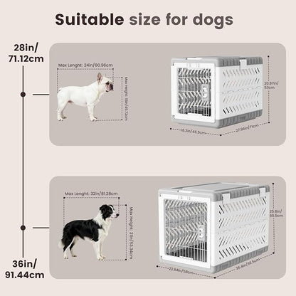 Collapsible Dog Crate for Medium/Small Dogs - 28" L Foldable Dog Cage No-Tool Assembly, Travel Dog Crate with 2 Wheels - Easy to Carry, Space-Saving, Indoor Outdoor Use, 27.96"(L) X18.3(W) X20.87(H)