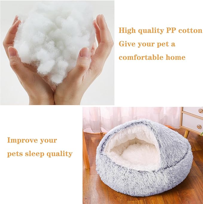 Small Dog Bed, Nest Warm Super Soft Plush Faux Fur Washable Dog Bed with Non-Slip Bottom for Medium Small Dogs Snooze Sleeping Indoor (Gray-65cm/25in)