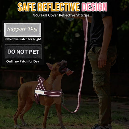 SlowTon No Pull Dog Harness with Front Clip - Heavy Duty, Soft Padded | Neck & Chest Adjustable, Tactical Pet Vest and Leash Set for Large Medium Sized Dogs, for Easy Walk & Training, Pink S