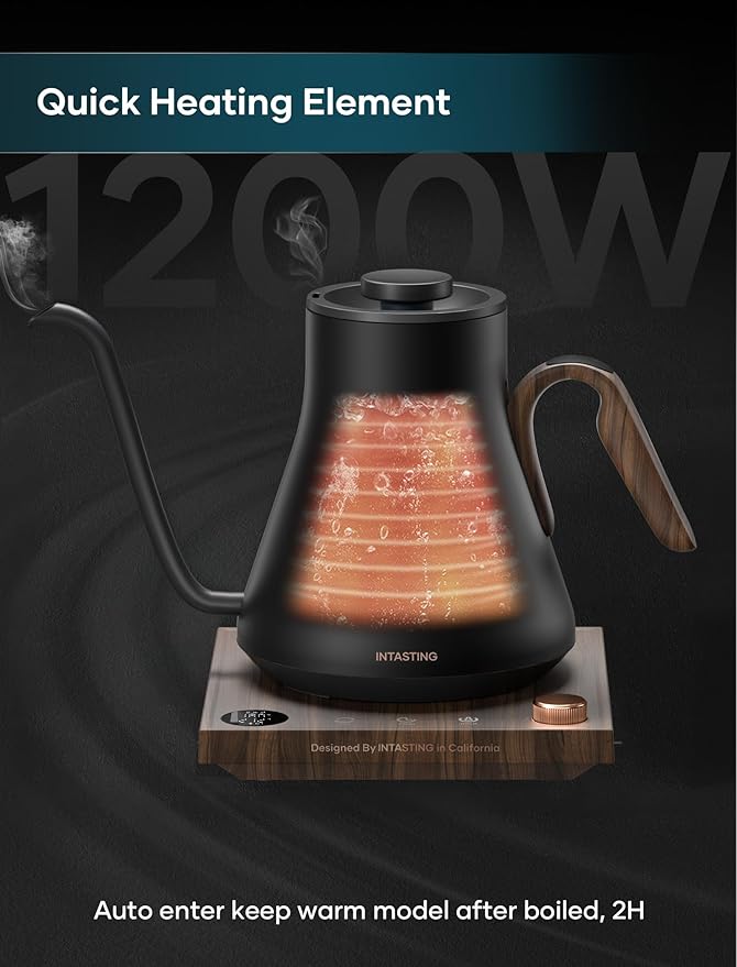 Electric Kettle, Gooseneck Electric Kettle, ±1℉ Precise Temperature Control