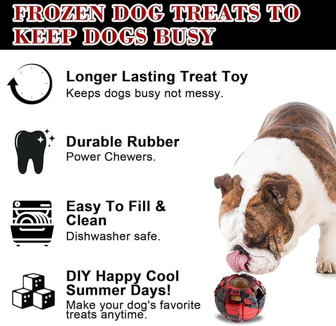 Yipetor Dog Toy, Frozen Dog Treats to Keep Dogs Busy, Interactive Treat Dispensing Dog Toy Puzzle, Interactive Chew Toys for Puppy Small Medium Dog, Power Chewer, Durable Rubber-Easy to Clean(Small)