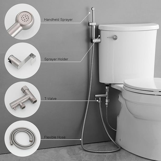 Brushed Nickel Handheld Bidet Sprayer Attachment