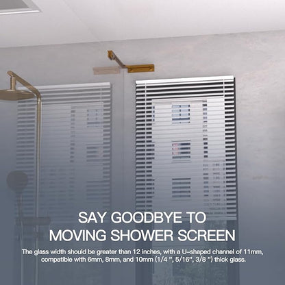 Shower Glass Support Bar, Both Sides Available, Frameless Bathroom Glass Clamp