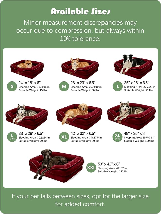 Spotted Play Orthopedic Dog Bed with Sides - Sofa Beds for Medium Dogs, Supportive Foam Pet Couch Bed with Washable Removable Cover, Waterproof Lining and Non-Slip Bottom, Burgundy - M