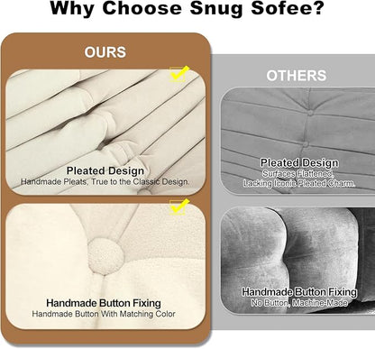 Snug Sofee Bean Bag Chair for Adults, Lazy Floor Sofa Couch - Adult Size with Soft Waterproof Fabric for Living Room, Apartments, Reading Corner, Gaming, and Movie Venue (White)
