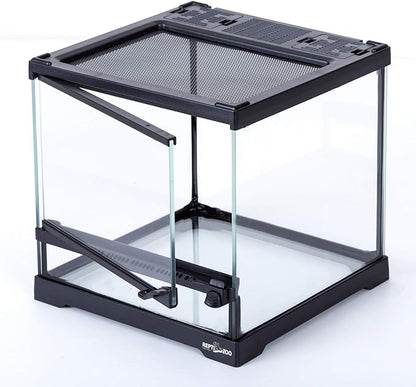 REPTIZOO Mini Reptile Glass Terrarium Tank 8"x8"x8", Front Opening Door Full View Visually Appealing Mini Reptile or Amphibians Glass Habitat